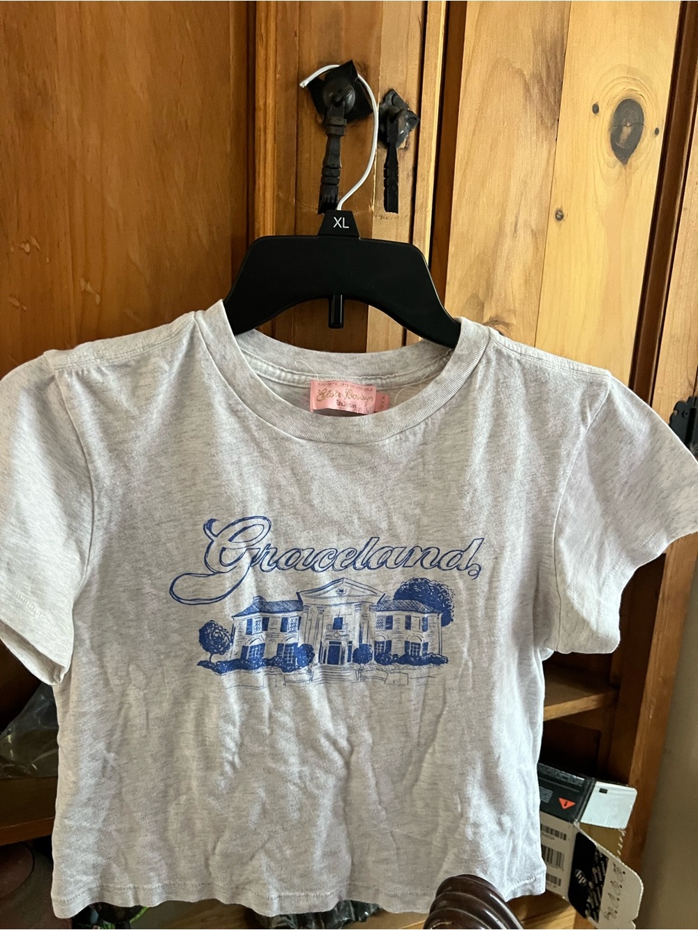 Elvis Presley Light Gray Tee with Blue Graceland Graphic